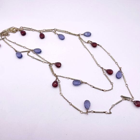 Gold Tone Extra Large Necklace with Briolette Glass Charms - Picture 5 of 5